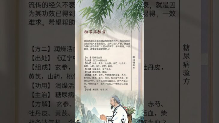 【健康】名老中醫 糖尿病驗方二（【Health】Famous old Chinese medicine   diabetes test prescription 2）