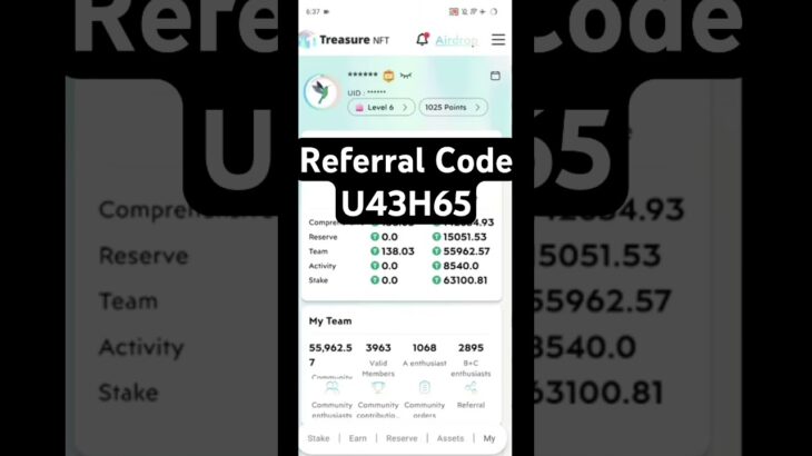 New Online Earning App 2025 | Treasure NFT REFERRAL CODE: U43H65 #shortsviral #referralcode #NFT #IN