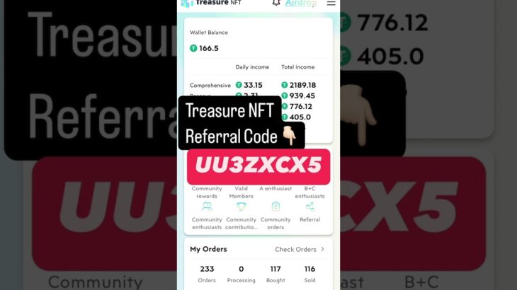 TREASURE NFT REFERRAL CODE: UU3ZXCX5 | INDIA & PAKISTAN NFT COMMUNITY #NFT #CODE #TREASURENFT #GAME