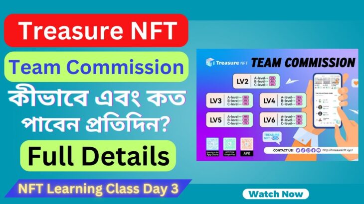 Treasure NFT Team Commission কীভাবে এবং কত পাবেন প্রতিদিন? | Treasure NFT Team Commission Class Day3