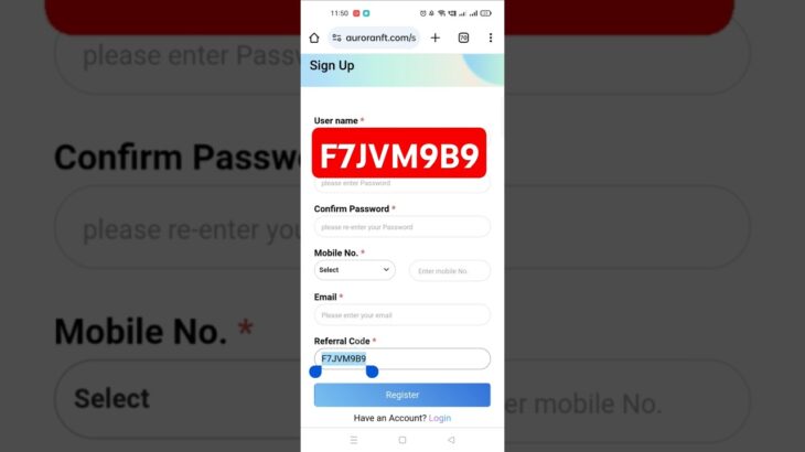 Aurora NFT Referral Code | aurora NFT app Referral Code ( F7JVM9B9) #auroranft