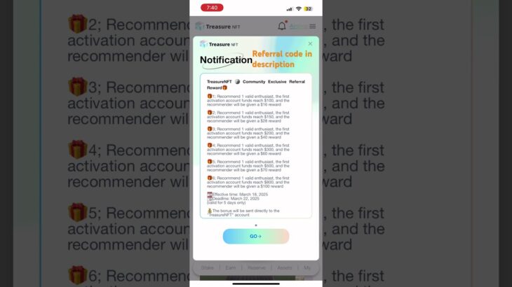Treasure NFT referral bonus update – March 18 2025