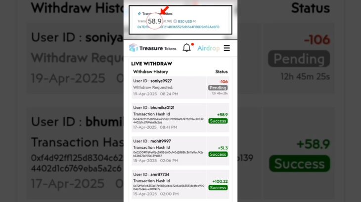 Treasure NFT Withdrawal Successful 20 April 🤑 Treasure NFT Official Update Today #treasurenft #nft