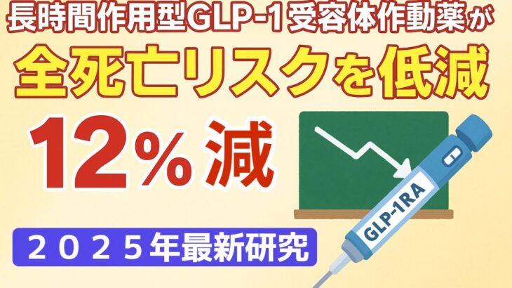 【全死亡リスク−12％】GLP-1RAで2型糖尿病患者の命を延ばす｜最新メタ解析