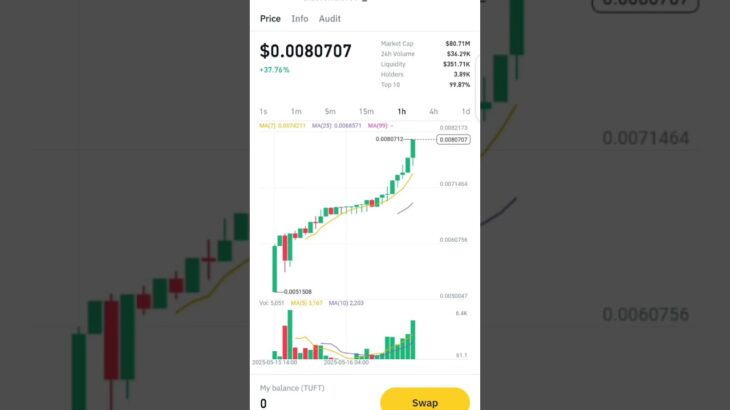 *TUFT Token current price at Pancake Swap 🤭*#nft #treasurenftupdates
