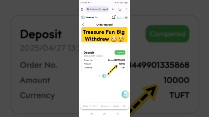 Treasure Fun 10,000$ Big withdrawal proof 🧾 treasure NFT new update