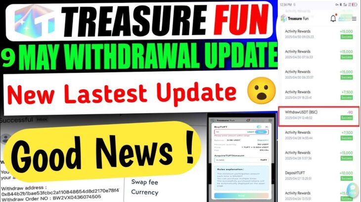 Treasure NFT Fun Withdrawal 9 May 💵🔥 | Treasure NFT new update | Treasure FUN withdrawal