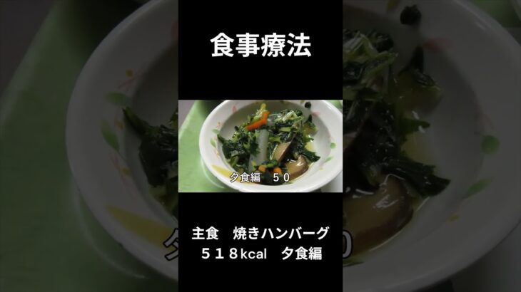 糖尿病の病院食（夕食編）主食、焼きハンバーグ