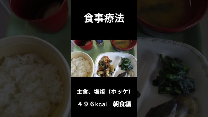 糖尿病の病院食、主食、塩焼き（ホッケ）朝食編