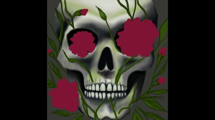 Skull and flowers #digital #illustration #procreate #nft