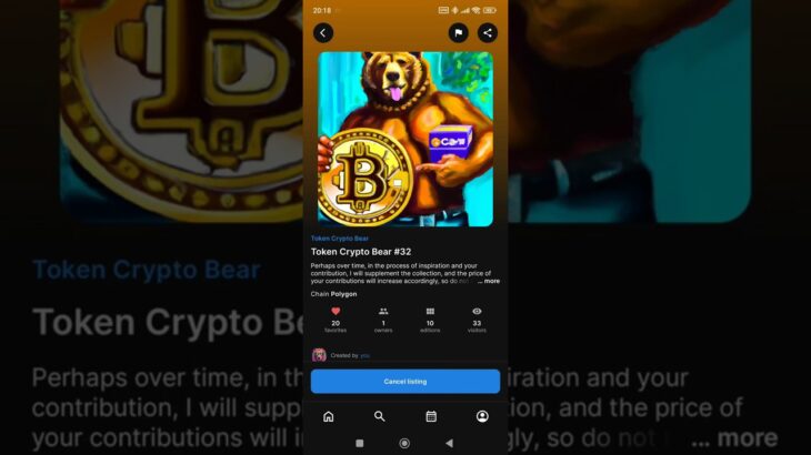 Token Crypto Bear #32. NFT Collection . #nft #opensea #bitcoin #bear #art #ethereum #nftart #shorts