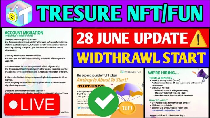 Treasure NFT Fun New Update Today| Treasure NFT Withdrawal New Update! Treasure fun update