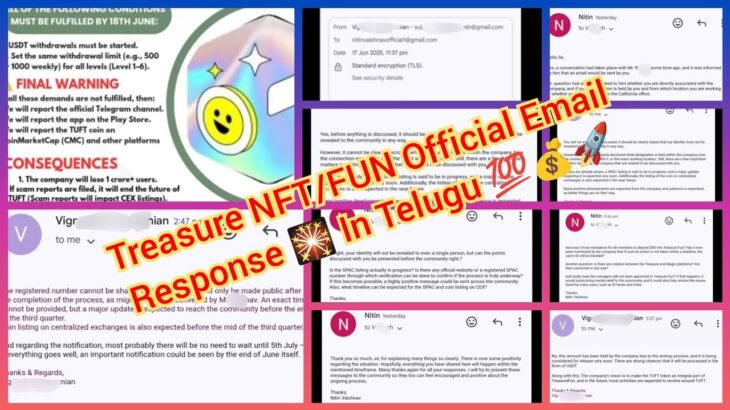 Treasure NFT/FUN TELUGU Future Updates &🕵️‍♀️Email Response Complete Details GOOD DAYS COMING SOON 🔜