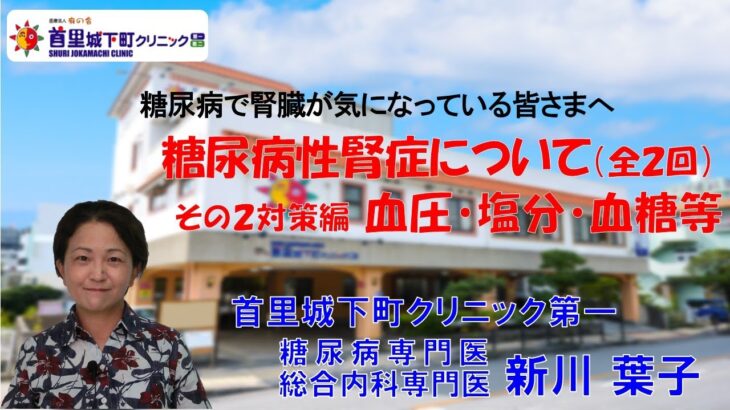 糖尿病で腎臓が気になっている皆さまへ 糖尿病性腎症について（全２回）その２対策編　血圧・塩分・血糖等