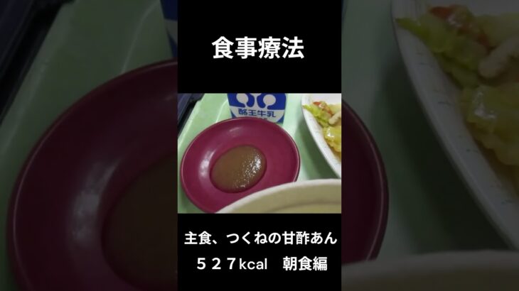 糖尿病の病院食、主食、つくねの甘酢あん、朝食編