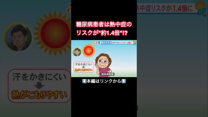 ⬆️本編はリンクから⬆️汗をかきづらく…糖尿病患者は熱中症リスクが“約1.4倍” 皮膚の神経が衰えて暑さを感じにくいという注意点も#shorts