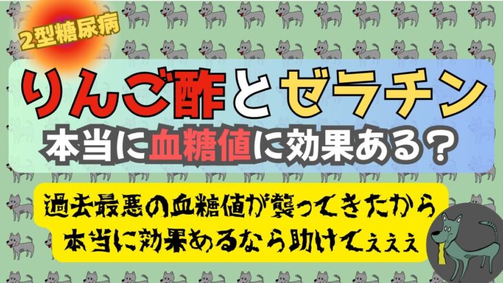【2型糖尿病】りんご酢とゼラチン混ぜて飲んだら血糖値に効果ある？ない？2型糖尿病の私が検証します！それはそうと血糖値がピンチ！