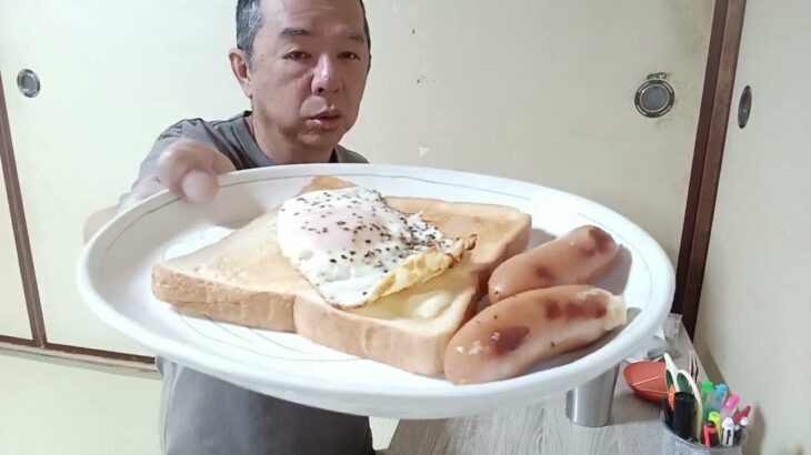 60歳独身年金生活【統合失調症】朝食、質素めし【糖尿病が怖いです】雑談【ジムに行く？】