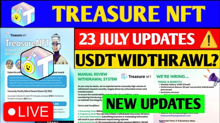 Good News🤑 Treasure NFT New Update Today | Treasure FUN New Update Today | USDT Widthrawl Notice