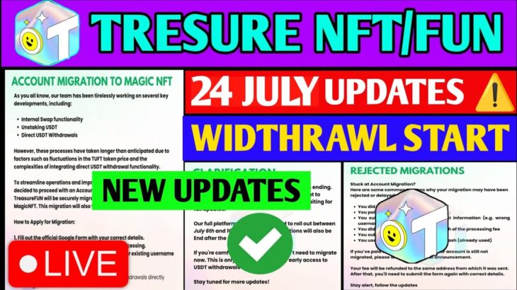 Good News😱 Treasure NFT New Update | Treasure FUN New Update Today | Treasure Nft Withdrawal Update