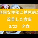頑固な便秘と糖尿病が改善した食事　8/22の夕食