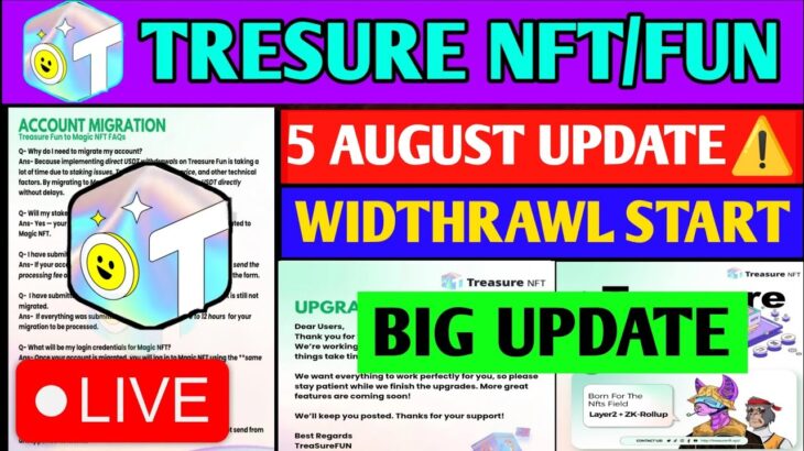 Good News🔥 Treasure NFT New Update | Treasure FUN New Update Today | Treasure Nft Withdrawal Update