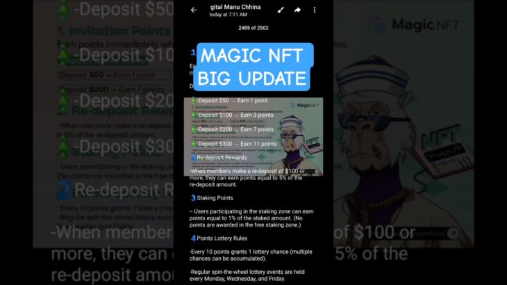 Magic NFT Big News || Points System And Spin All Details