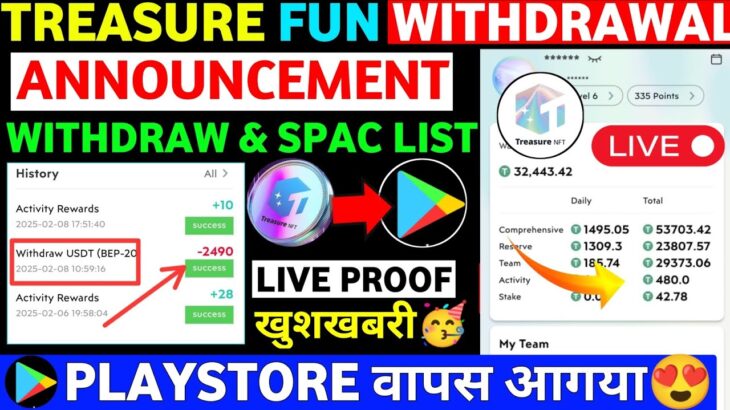 Treasure Fun Withdrawal Notice 😍| Treasure FUN New Update Today | Treasure Nft Withdrawal Update