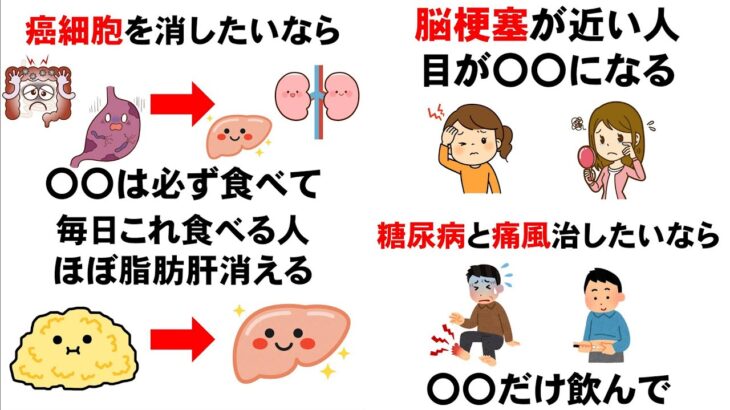 癌、脳梗塞、脂肪肝、糖尿病、痛風に大事な雑学