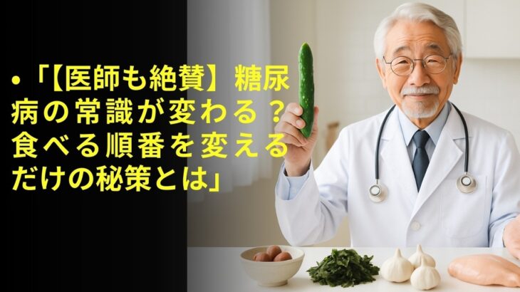 「【医師も絶賛】糖尿病の常識が変わる？食べる順番を変えるだけの秘策とは」 | 高齢者の健康