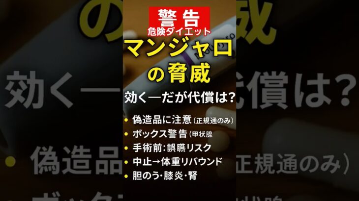 #危険ダイエット　#マンジャロ　糖尿病治療薬の利用　偽物に注意#雑学