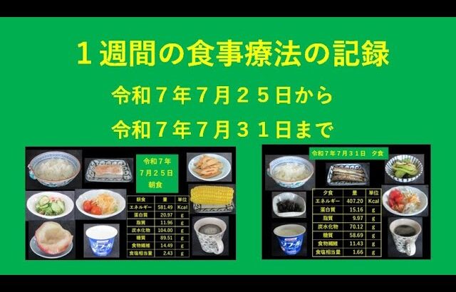 山本８９歳・食事療法の記録・令和７年７月３１日作