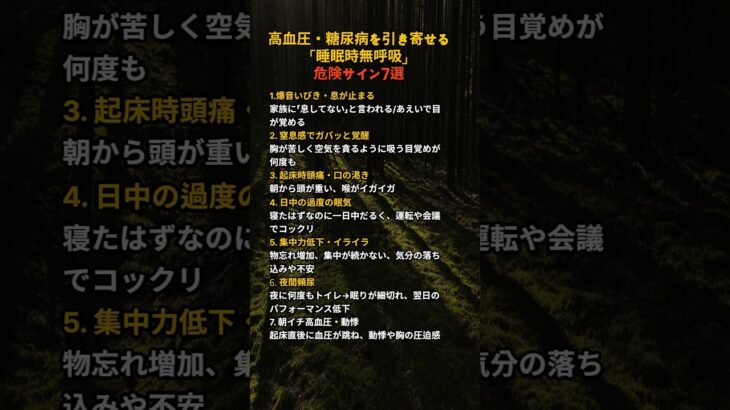✨高血圧・糖尿病を引き寄せる「睡眠時無呼吸」危険サイン7選