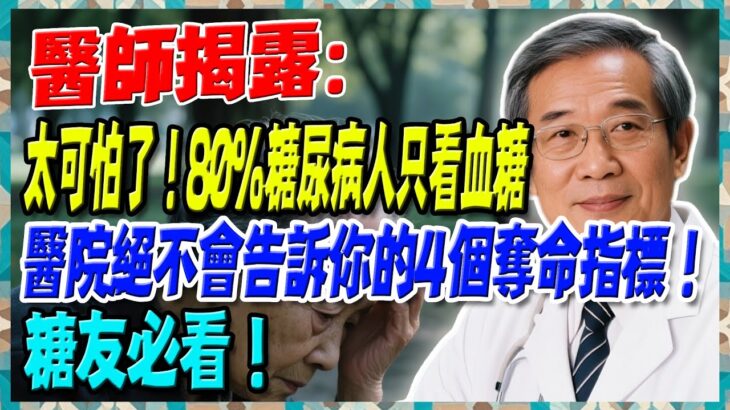 太可怕了！80%糖尿病人只看血糖，醫师絕不會告訴你的4個奪命指標！糖友必看！【陳志明醫師】#糖尿病 #血糖控制 #陳志明醫師 #台灣糖尿病 #長者健康 #胰島素 #血糖管理