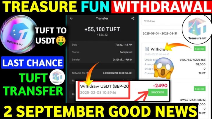 Good News🤑 Treasure NFT New Update | Treasure FUN New Update Today | Treasure Nft Withdrawal Update