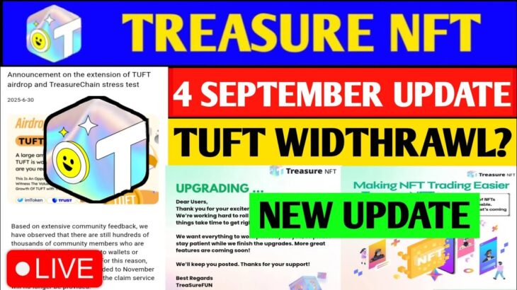 Good News😱 Treasure NFT New Update | Treasure FUN New Update Today | Treasure Nft Withdrawal Updates