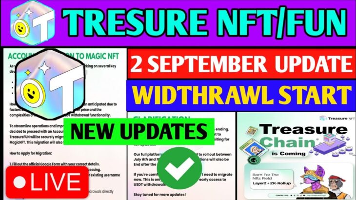 Good News😱 Treasure NFT New Update | Treasure FUN New Update Today | Treasure Nft Withdrawal Updates