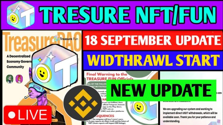 Treasure Fun Withdrawals Restart🤑| Treasure FUN New Update Today| Treasure Nft Withdrawal Update