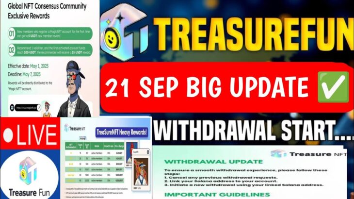 Treasure NFT New Update Today | Treasure FUN New Update Today | Treasure Nft Withdrawal