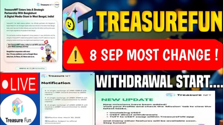 Treasure NFT New Update Today | Treasure FUN New Update Today | Treasure Nft Withdrawal