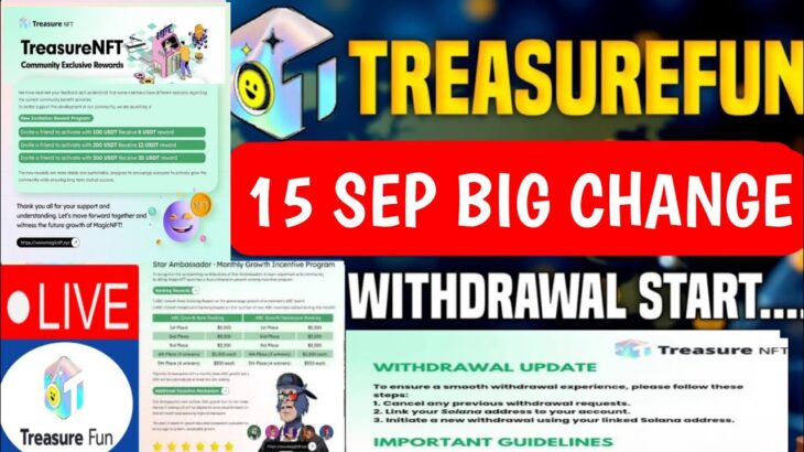 Treasure NFT New Update Today | Treasure FUN New Update Today | Treasure Nft Withdrawal