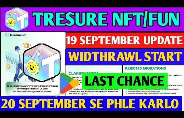 Treasure NFT on Playstore 🥳 | Treasure Nft Withdrawal Update | Treasure FUN New Update Today