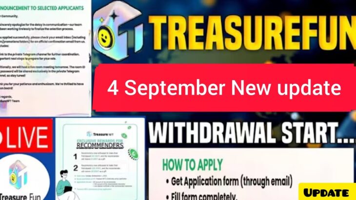 Treasure NFT//Treasure Fun New Update today// today sundarlal sir zoom mitting/ tuft withdraw update