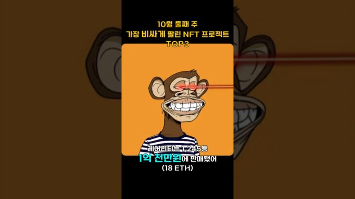 10월 둘째 주 가장 비싸게 팔린 NFT 프로젝트 TOP3 #Shorts, #쇼츠