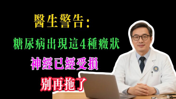医生警告:糖尿病出现这4种症状,小心神经已受损!别再拖延!#养生#健康#糖尿病#神经病变#并发症#高血糖#手脚麻木#肌无力#排尿异常#消化不良#神经损伤#足部护理#血糖控制#健康预警#中老年#体征