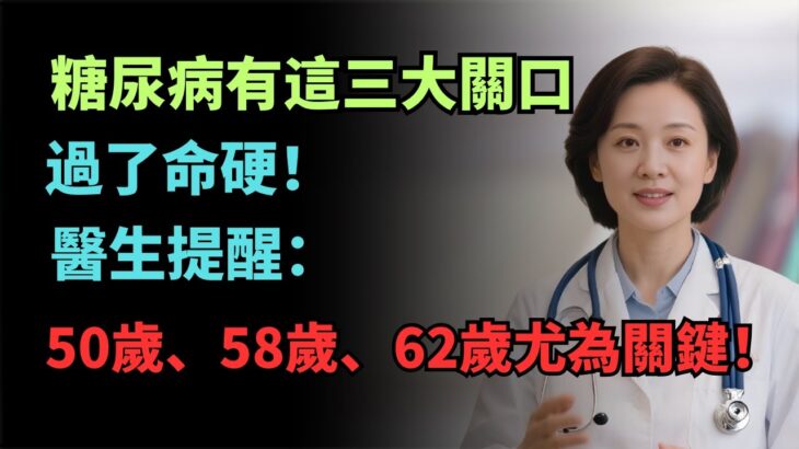 糖尿病有這三大關口，過了命硬！醫生提醒：50歲、58歲、62歲尤為關鍵！【安好人生】#糖尿病预防 #健康生活方式 #健康 #血糖管理 #远离糖尿病 #健康饮食 #健康建议 #健康科普 #安欣健康说