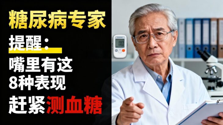 糖尿病医生提醒：嘴巴出现这8个信号，血糖可能已失控！中老年朋友速速自查！#养生#健康#口干#口苦#血糖#口腔#牙龈#味觉#烂苹果味#血糖失控#口腔健康#糖尿病前期#酮症酸中毒#牙齿松动#定期检查