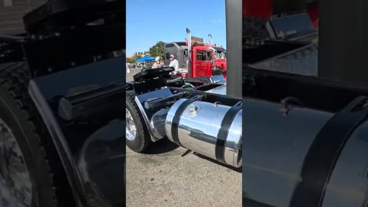 Black Freightliner Cascadia from the NFT trucking company and a custom Kenworth W900 #truck