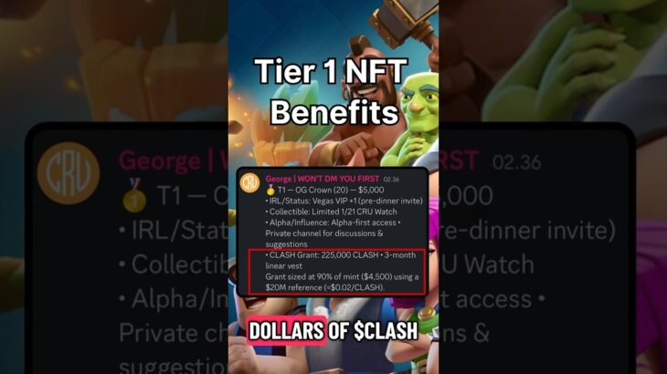 $Clash NFT Tier-1 Reveal: Vegas Access, VIP Dinner & a CRU Watch?! 🔥