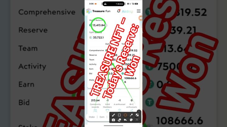 TREASURE NFT – Today’s Reserve: Won!!#TreasureNFT #NextTime #KeepTrying